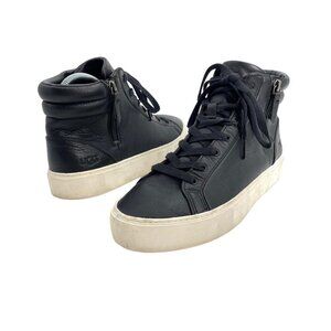 Ugg Australia Olli Black Leather Side Zip High Top Sneakers Womens SIze 9.5